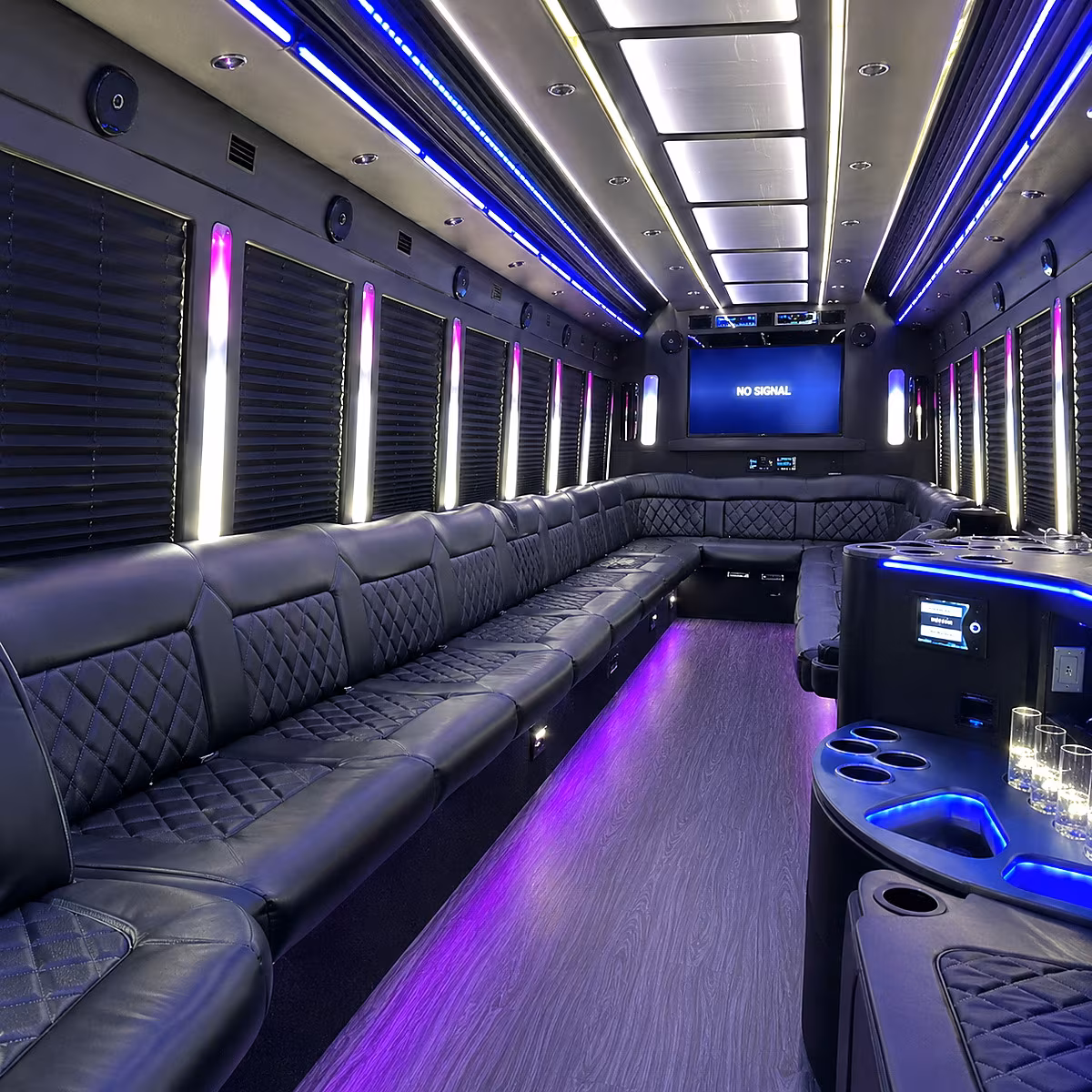 merced 30 passenger party bus inside