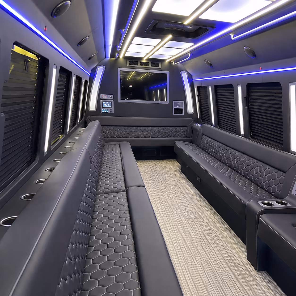 merced 40 passenger party bus inside