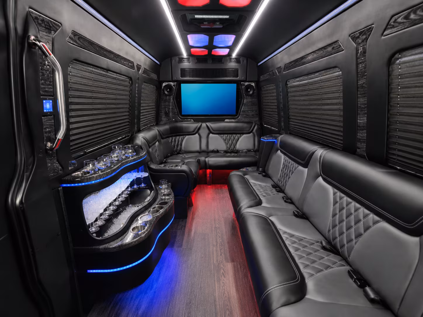 merced 50 passenger party bus inside
