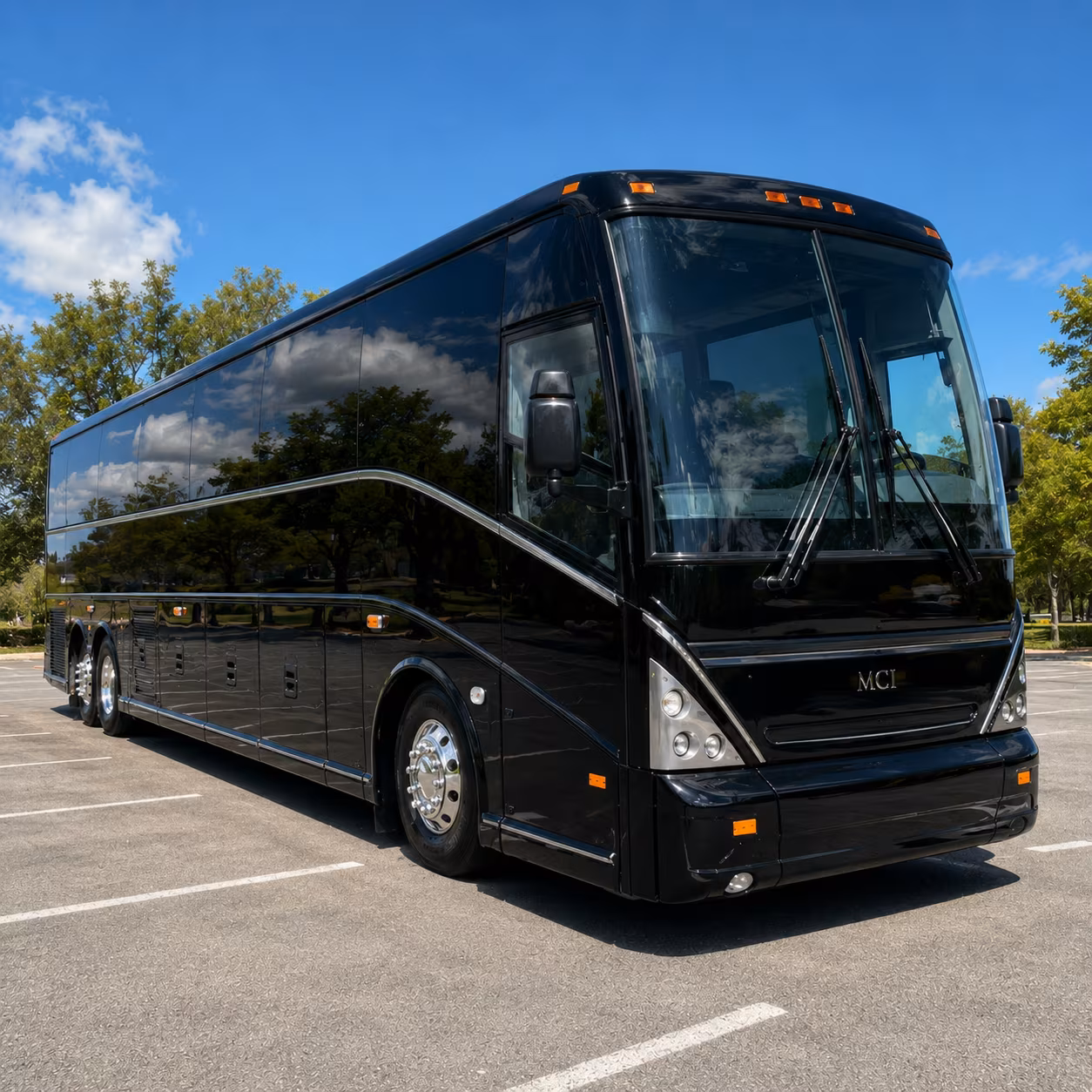 merced charter bus rental exterior